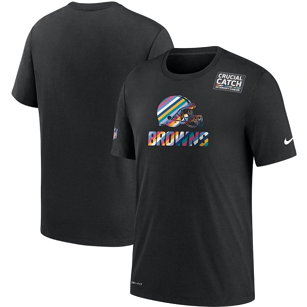 Men's Cleveland Browns 2020 Black Sideline Crucial Catch Performance T-Shirt
